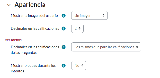 Opciones de revisión