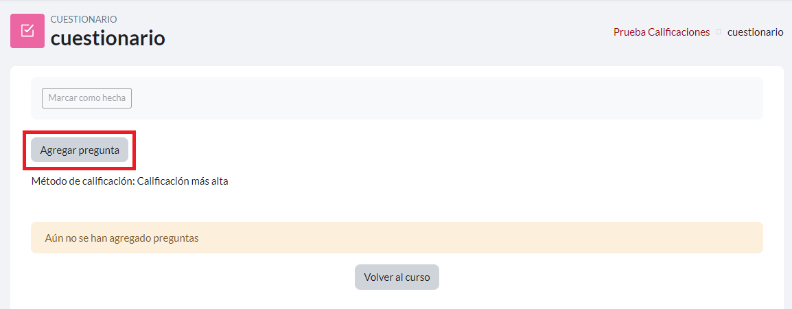 Agregar preguntas a un cuestionario