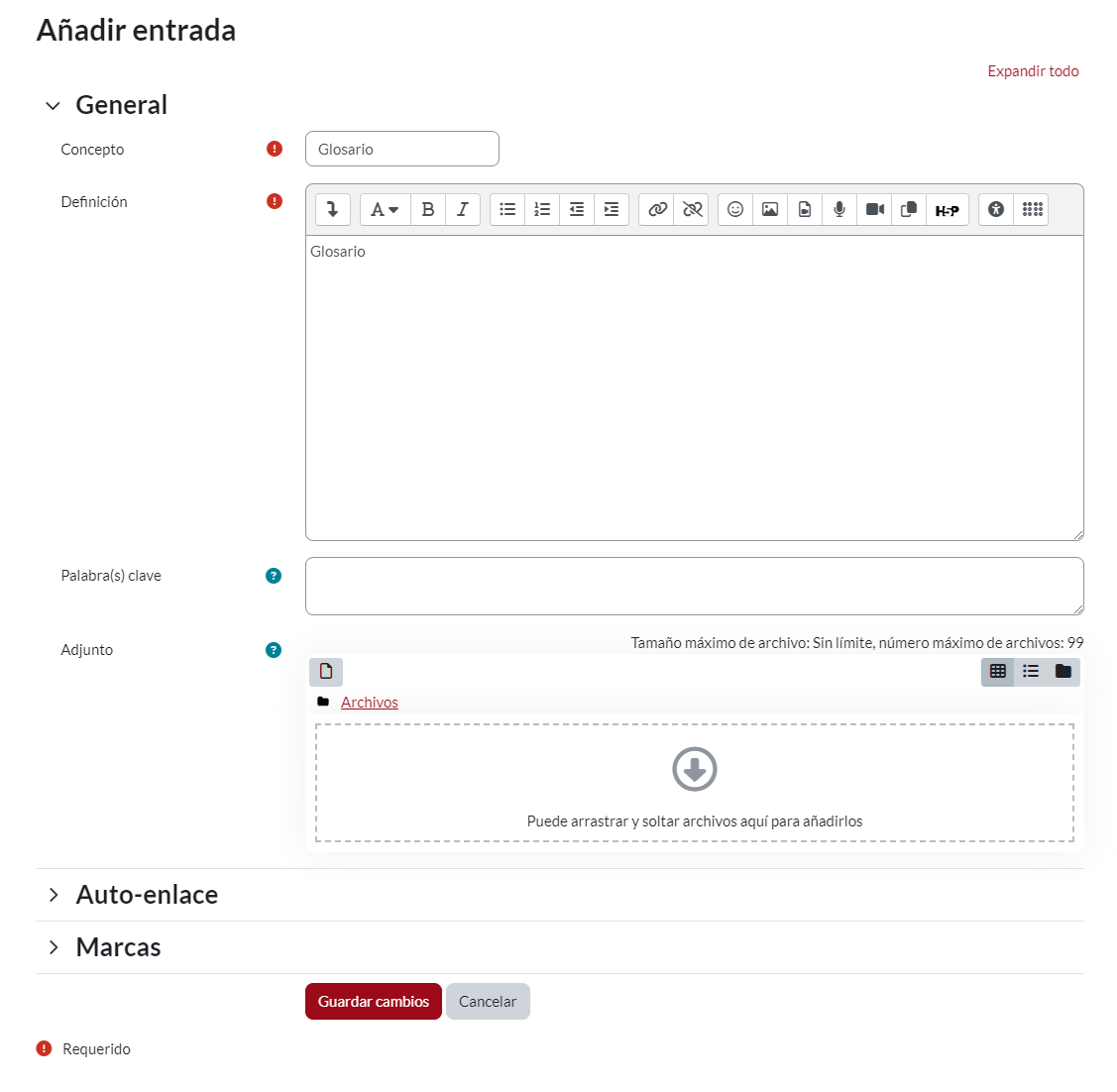Configuracion Glosario