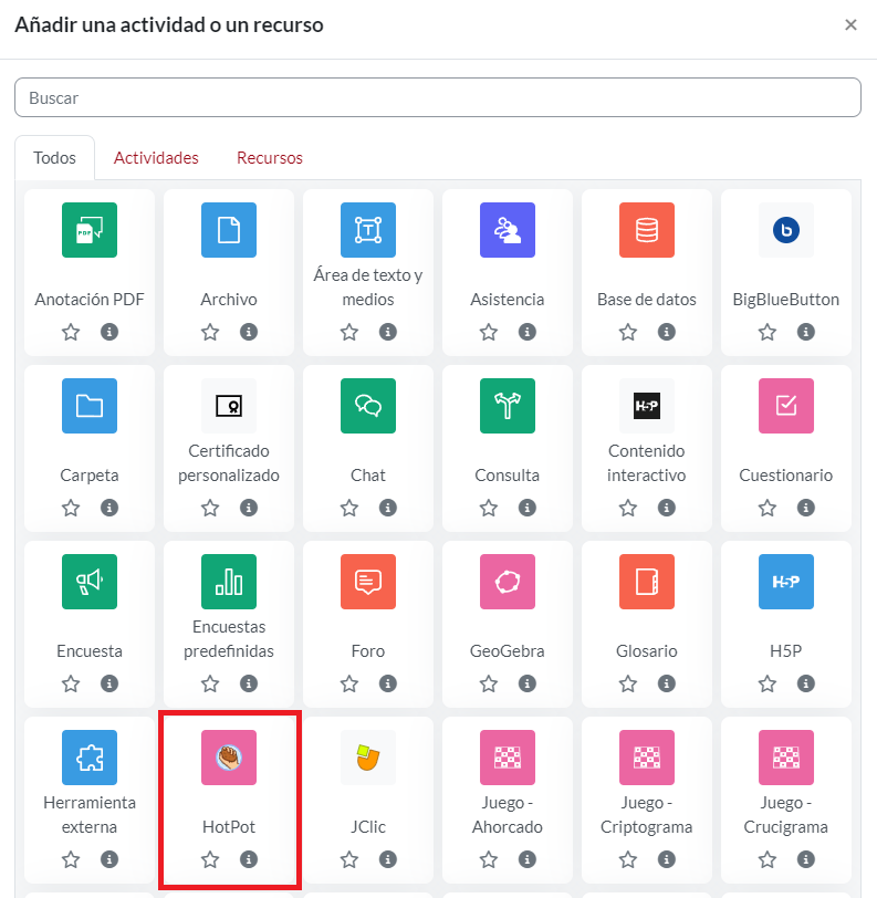 Añadir actividad o recurso