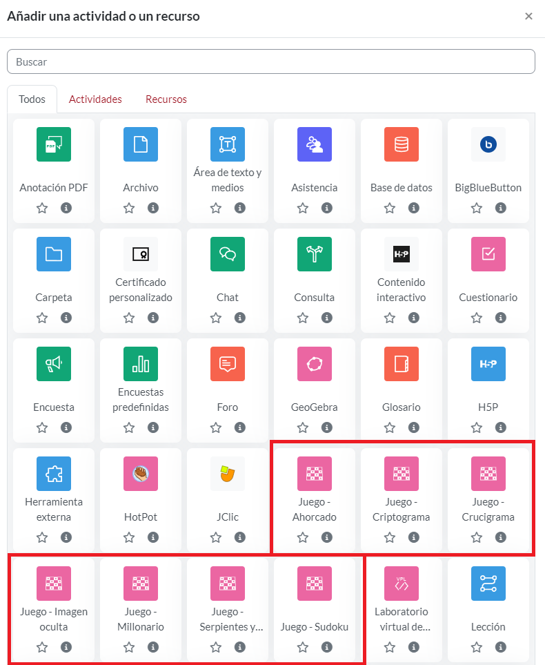 Añadir actividad o recurso