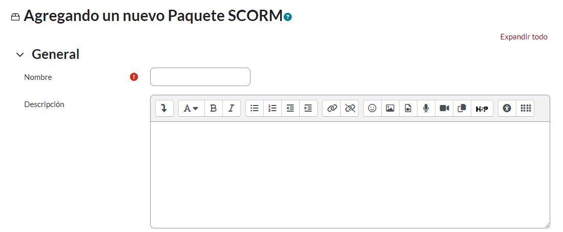 configurar actividad scorm