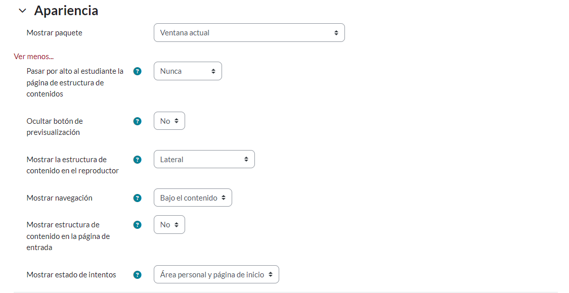 Configuracion Paquete scorm