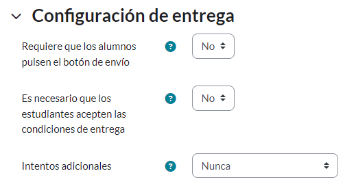 Configuración de entrega