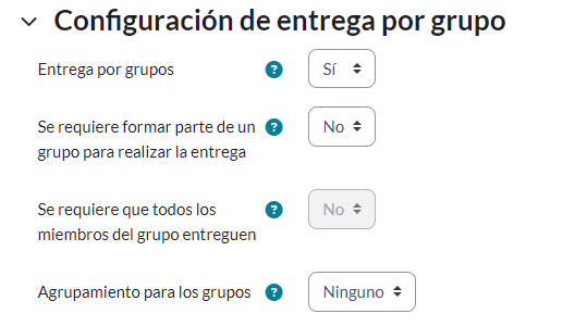 Configuración de entrega por grupo