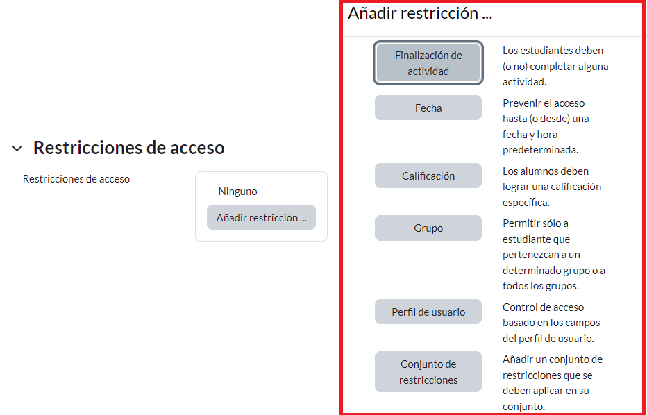Restricciones de acceso
