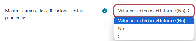 Mostrar número de calificaciones en los promedios
