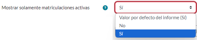 Mostrar solamente matriculaciones activas