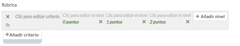 Ejemplo de criterio e ítems de edición en la rúbrica.