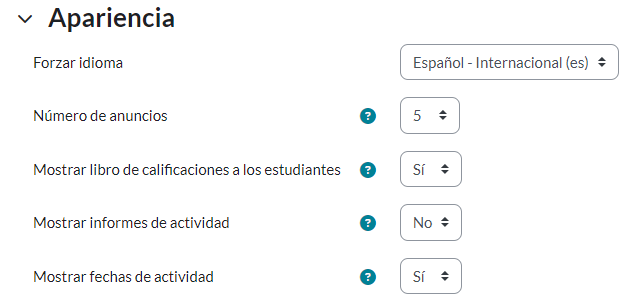 Ítem Apariencia de curso
