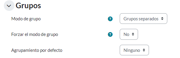 Ítem Grupos y sus opciones
