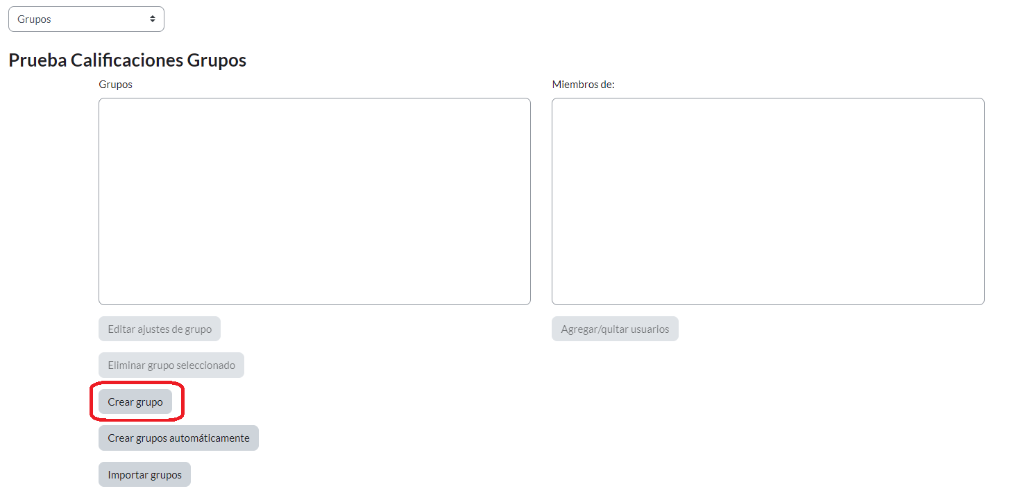 Vista General de Grupos – Crear grupo