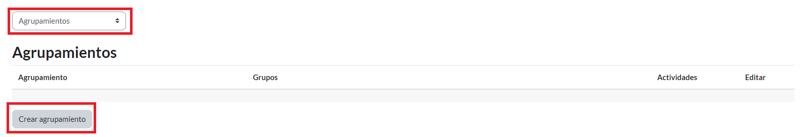 Crear agrupamientos