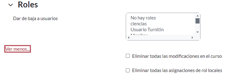 Módulo “Reiniciar curso” características “Roles”