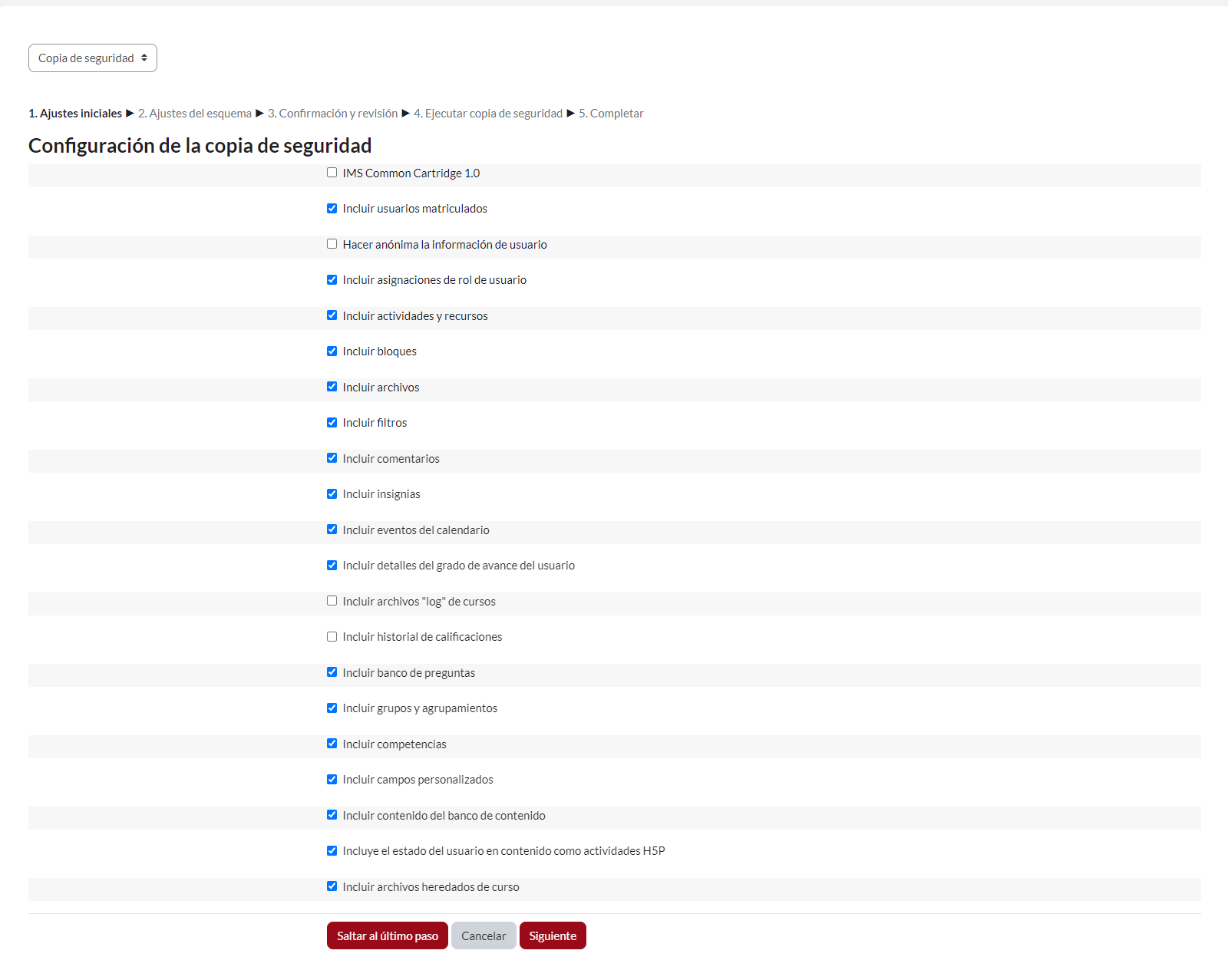 Módulo “Copia de seguridad”, aspectos iniciales