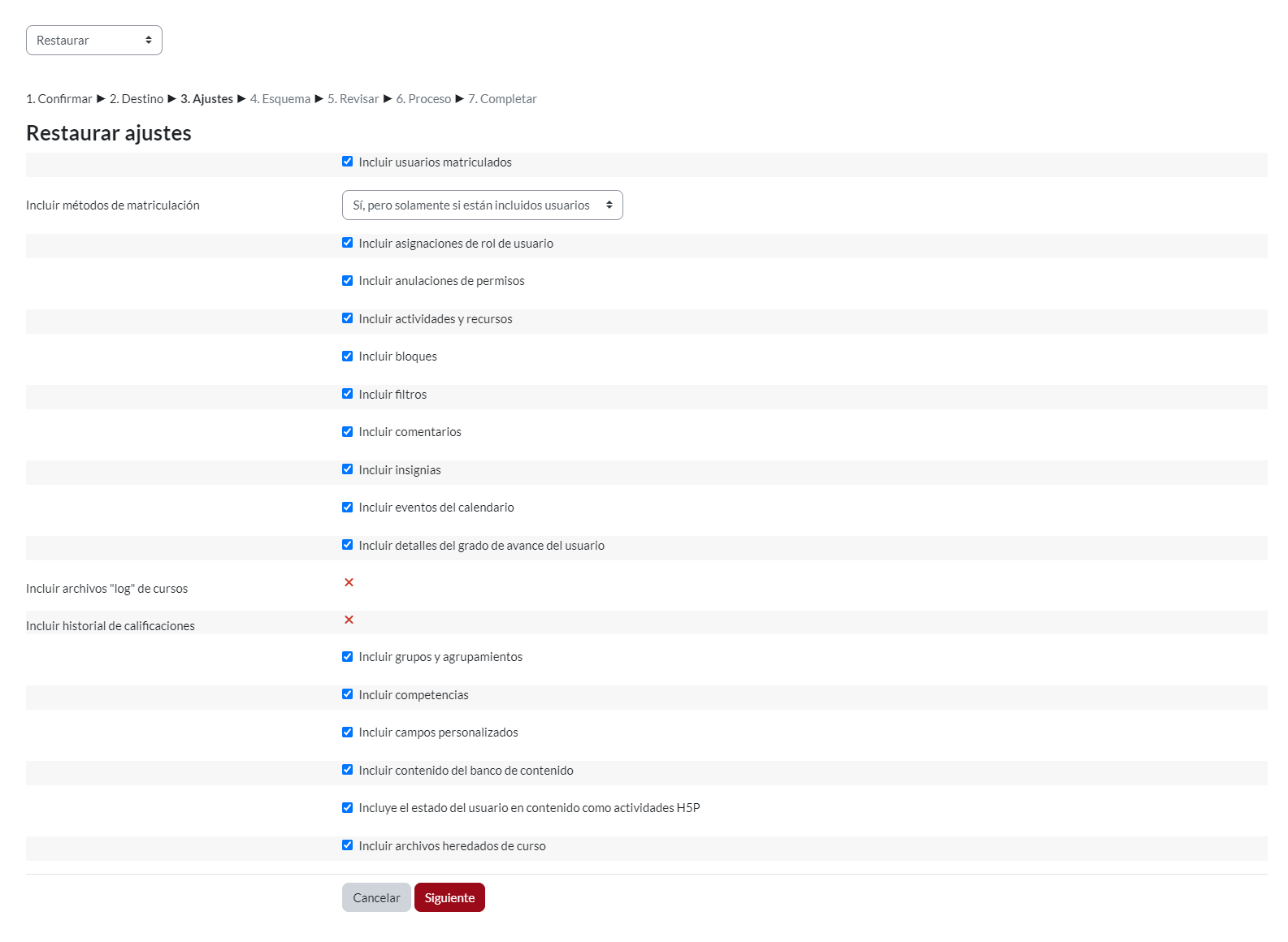  Módulo “Restaurar”, revisión de aspectos generales de restauración