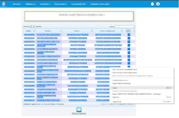 Listado de Estudiantes