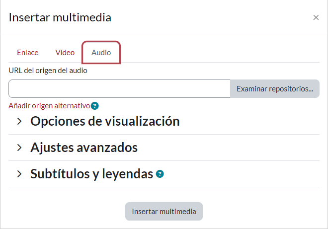 Insertar audio a través de un archivo local.