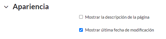 Aparencia de la Pagina