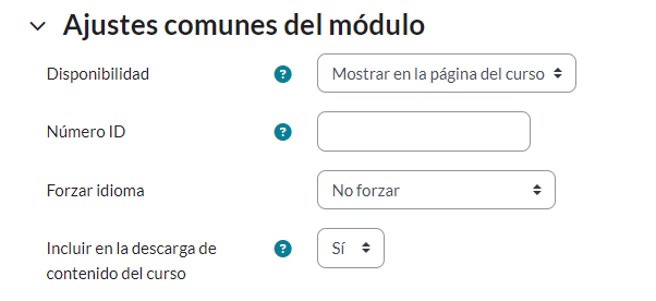 Ajustes comundes del modulo