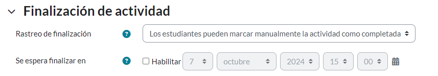 Finalización de actividad