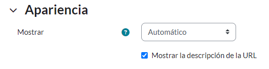 Configuración de ventana emergente en recurso URL