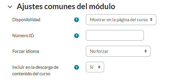 Configuración de ajustes comunes del módulo en recurso URL